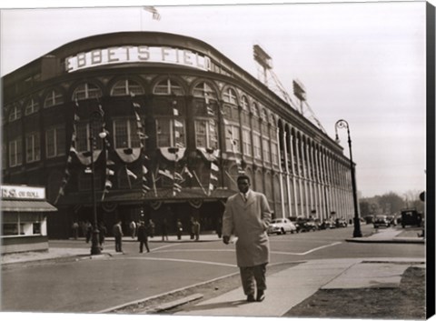 Framed Jackie Robinson Leaving Ebbets Field, 1947 Print