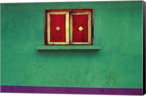 Framed Diamond Shutters, San Martin Sacatepequez, Guatemala Print