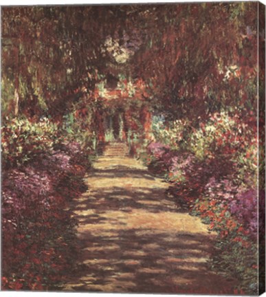 Framed Pathway in Monet&#39;s Garden at Giverny, c.1902 Print