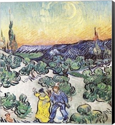 Framed La Promenade le Soir a Saint-Remy Print