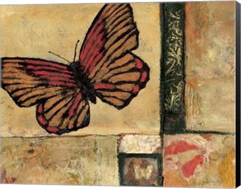 Framed Butterfly In Red Print