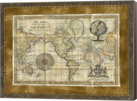 Framed Antique World Map Print