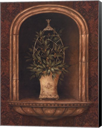 Framed Olive Topiary Niches I Print