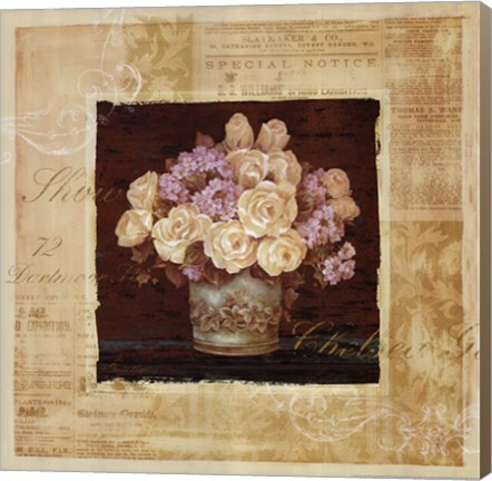 Framed Vintage Rose Yellow Print