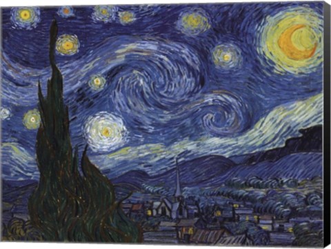 Framed Starry Night, c.1889 Print