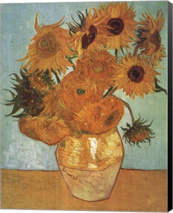 Framed Vase with Twelve Sunflowers, c.1888 Print