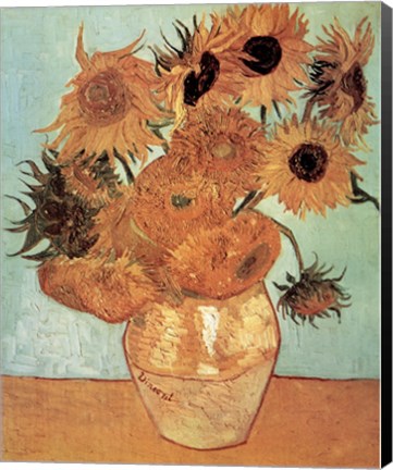 Framed Vase with Twelve Sunflowers, c.1888 Print