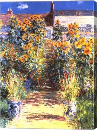 Framed Artist&#39;s Garden at Vetheuil Print