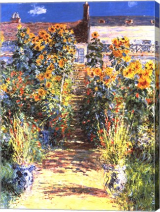 Framed Artist&#39;s Garden at Vetheuil Print