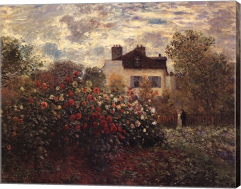 Framed Artist&#39;s Garden in Argenteuil (A Corner of the Garden with Dahlias), c.1873 Print