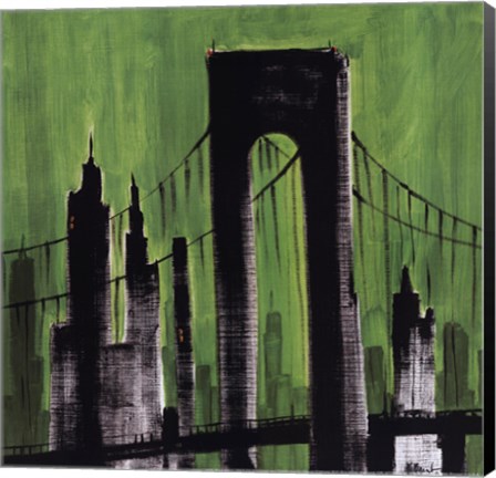 Framed Green Cityscape Print