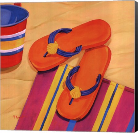 Framed Orange Flip Flops Print