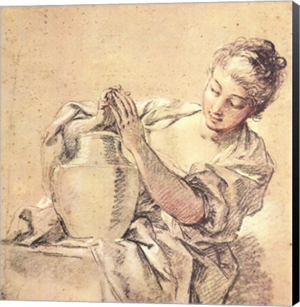 Framed Girl with Jug Print