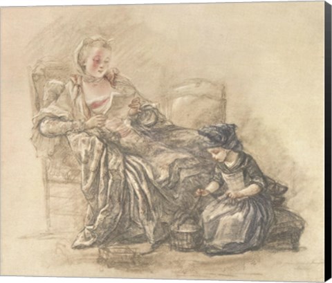 Framed Reading Woman with Child Print