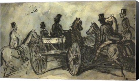 Framed Carriages and Horsemen Print