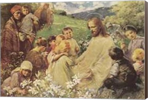 Framed Christ and the Little Children Print