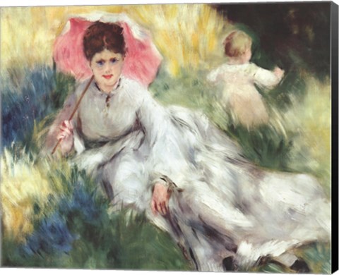 Framed Woman with a Parasol Print