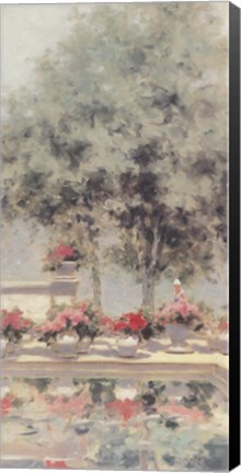 Framed Garden with Pool and Figure Print