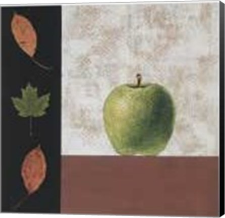 Framed Green Apple and Leaves Print