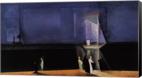 Framed Marine-Blau Print