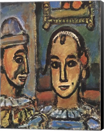 Framed Heads of Two Clowns Print