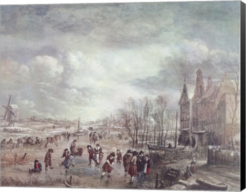 Framed Skating on the Dike Print