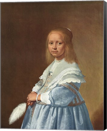 Framed Little Girl in Blue Print