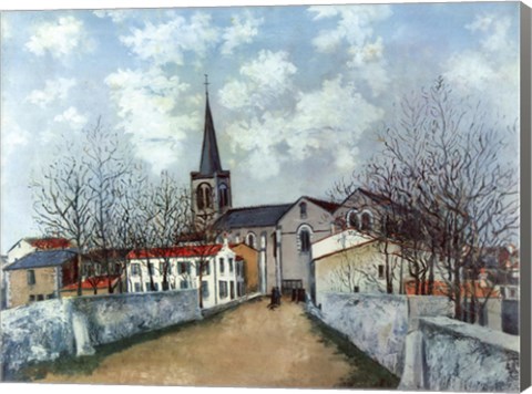 Framed Church in Suburbs Print