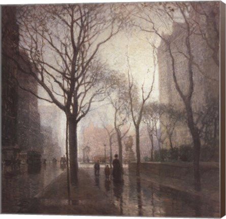 Framed Plaza After the Rain Print
