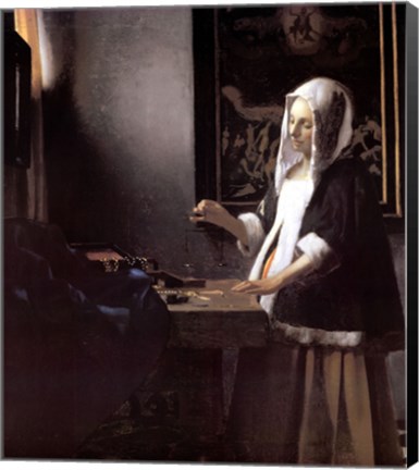 Framed Woman Holding a Balance Print