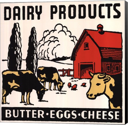 Framed Dairy Products-Butter, Eggs, Cheese Print