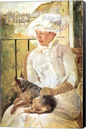 Framed Woman with Dog Print