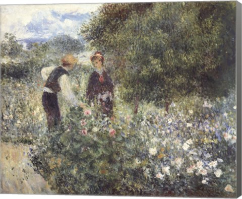 Framed Picking Flowers Print