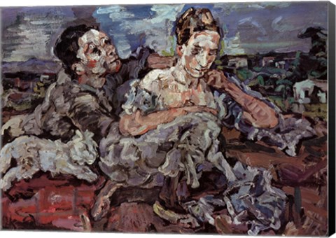 Framed Lovers with Cat Print