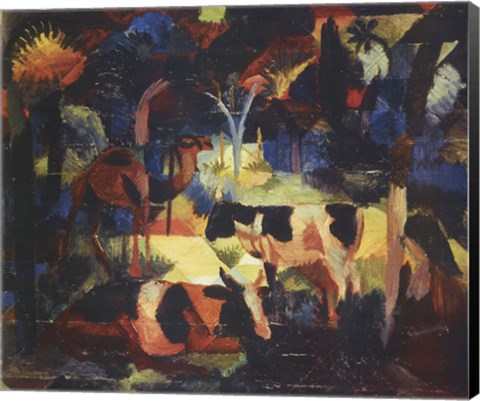 Framed Cows and Camel Print