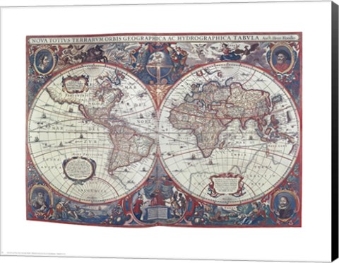 Framed New Earth Water Map of the Entire World Print