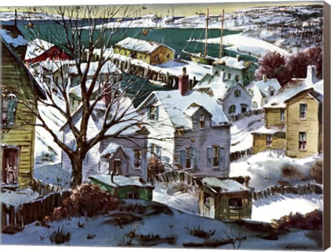 Framed Winter Harbor Print