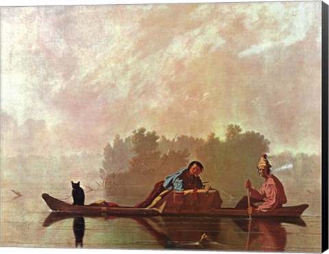 Framed Fur Traders Descending the Missouri Print