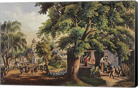 Framed Village Blacksmith Print