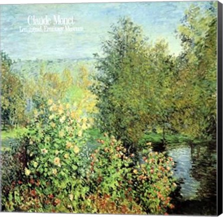 Framed Landscape With Roses and Pond Print