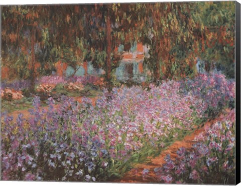 Framed Artist's Garden At Giverny Print