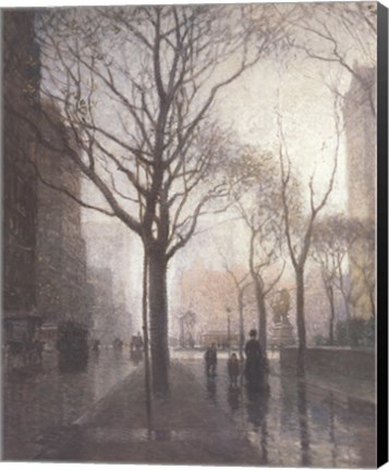 Framed Plaza After The Rain Print