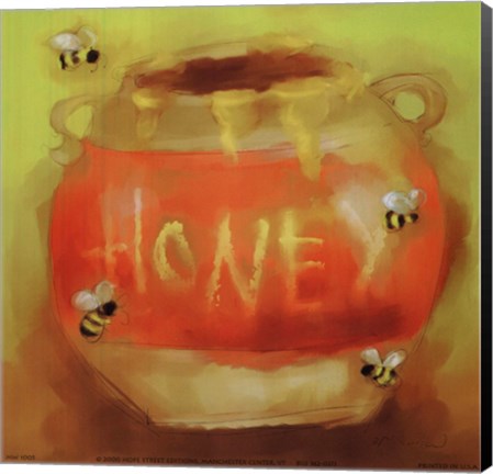 Framed Honey Pot And Bees Print