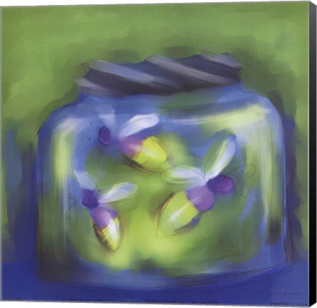Framed Fireflies In Jar Print