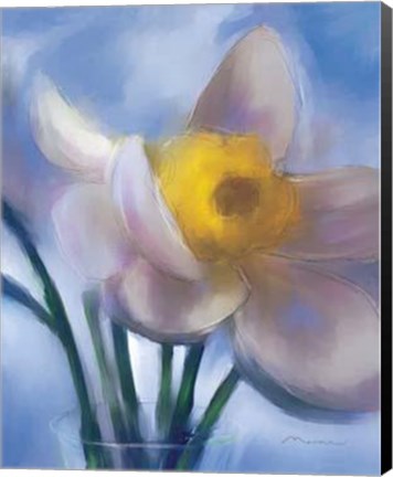 Framed Daffodil In Glass Vase Print