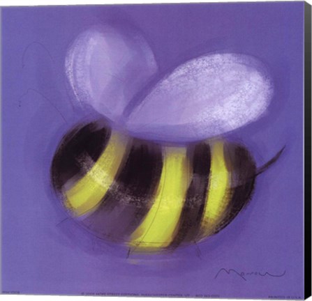 Framed Bee On Blue Print