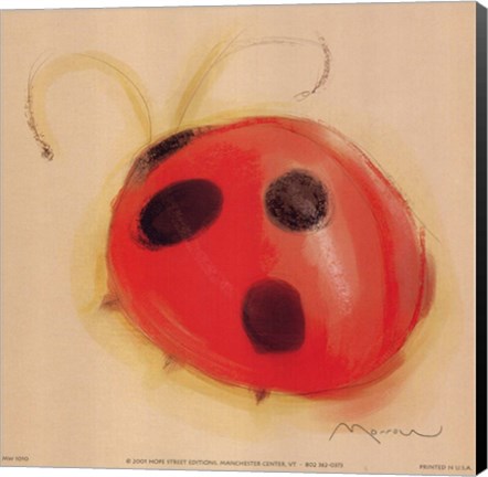 Framed Ladybug On Taupe Print