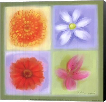 Framed 4 Flower Panel Print