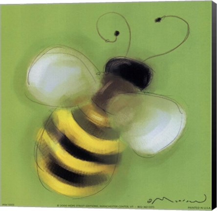 Framed Bee On Green Print