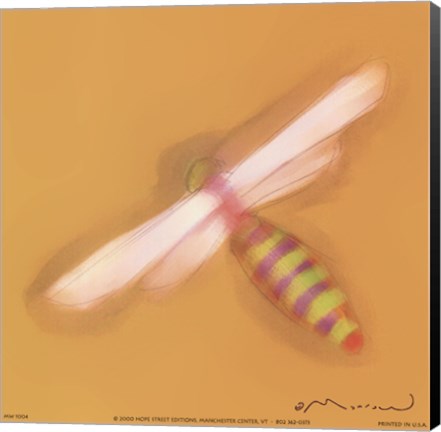 Framed Dragonfly On Yellow Print